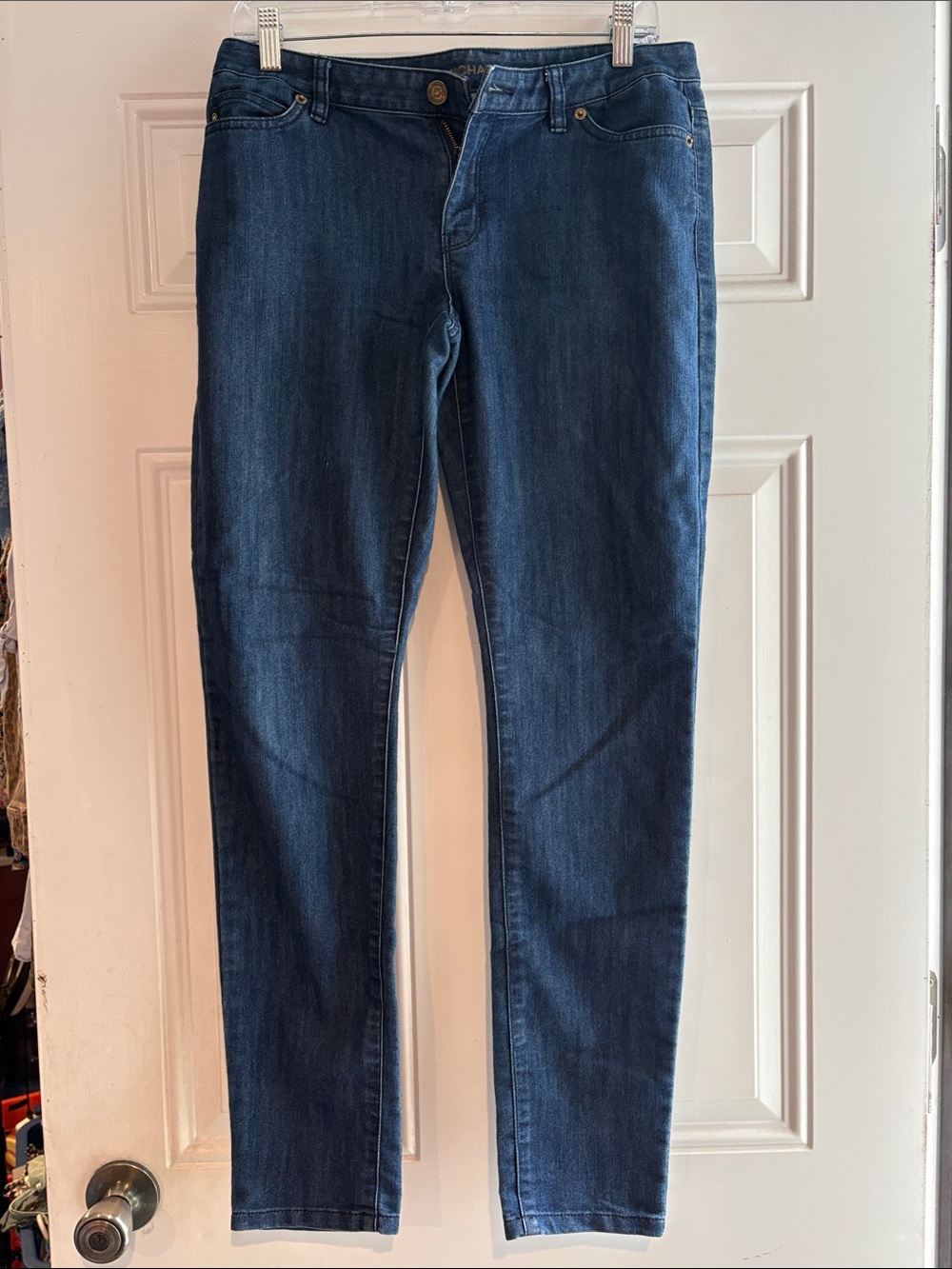 Michael Kors Dark Blue Denim Jeans with Gold Hardware